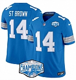 Men's Detroit Lions #14 Amon-Ra St. Brown Blue 2024 NFC North Champions F.U.S.E. Vapor Limited Stitched Jersey,baseball caps,new era cap wholesale,wholesale hats